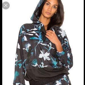Ivy Park Mixed Mesh Windbreaker Hoodie in Ink‎ Floral